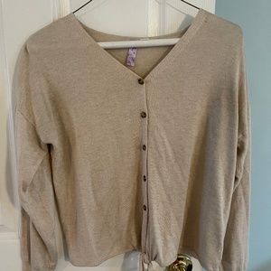 Ayla Tan Button Up Sweater, size large